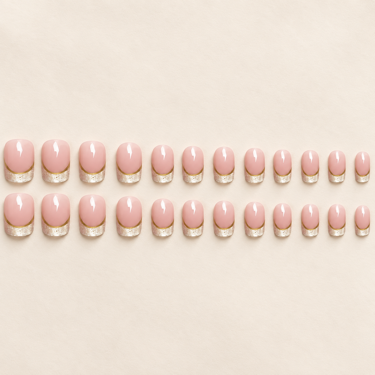 Velira Cat Eye — Set di 24 unghie nude e oro