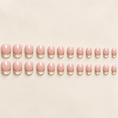 Velira Cat Eye — Set di 24 unghie nude e oro