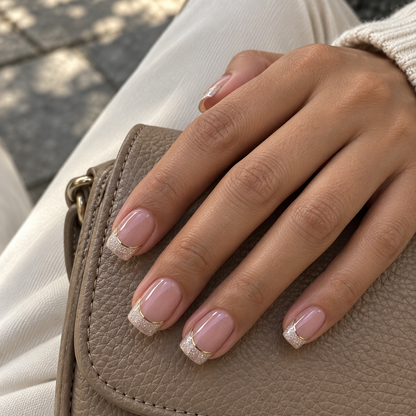 Velira Cat Eye — Set di 24 unghie nude e oro