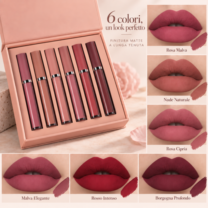 Velira Velvet Lips™ — Set di 6 Rossetti Opachi