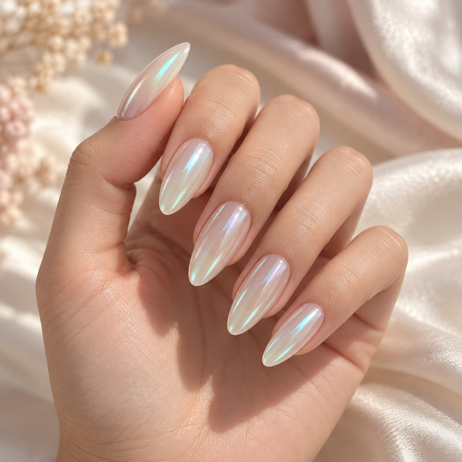 Velira Aurora — Set di 24 unghie perlate con colla