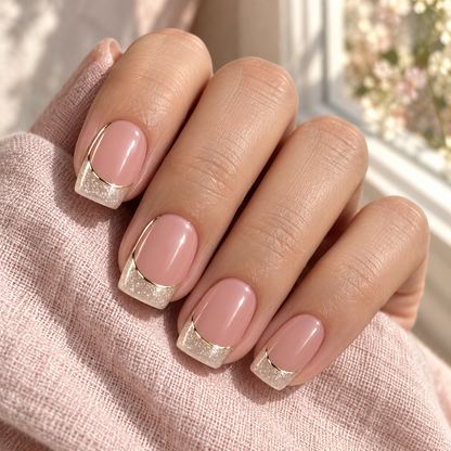Velira Cat Eye — Set di 24 unghie nude e oro